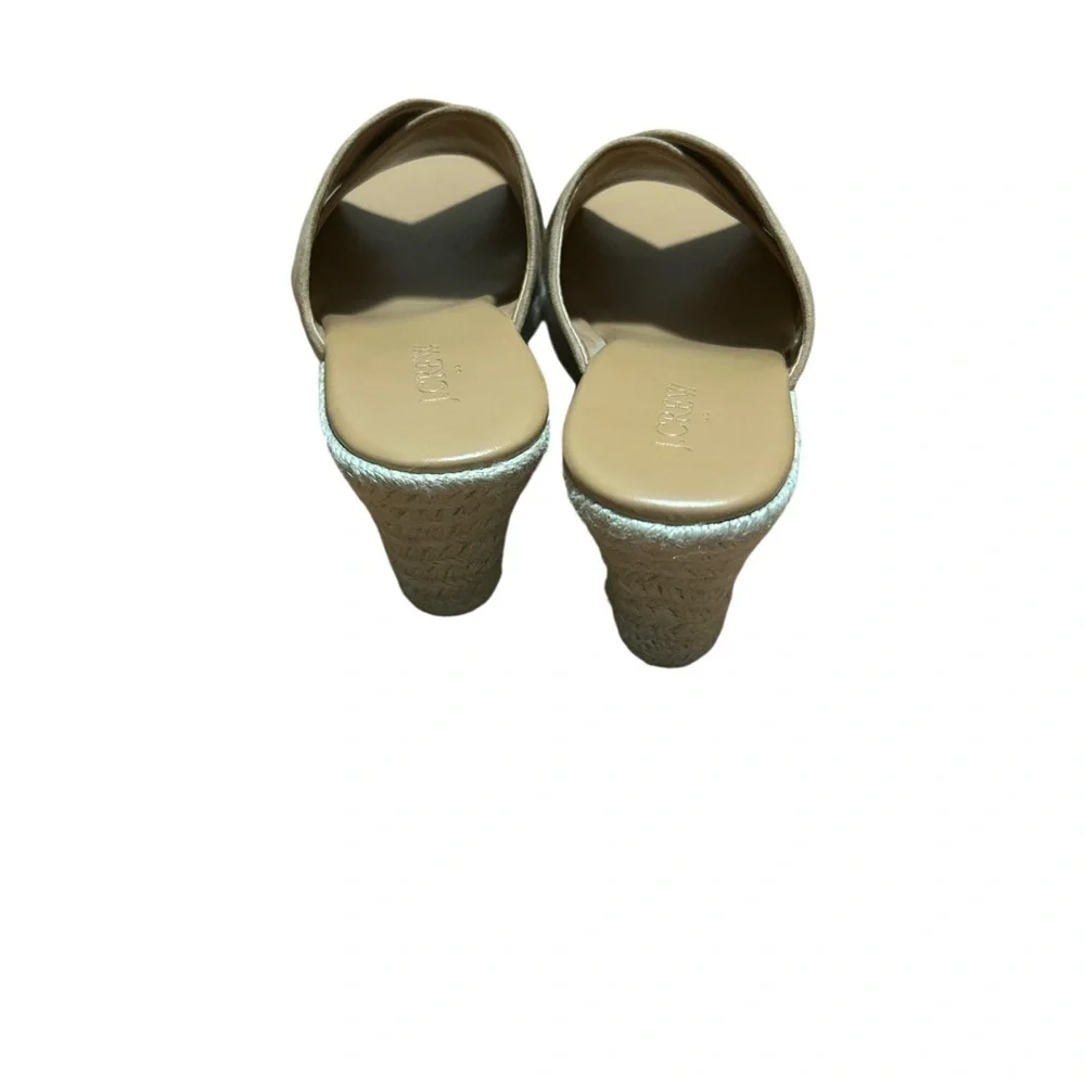 J.Crew Tan Suede Espadrille Wedge Slides Womens 9.5 Criss Cross Sandals